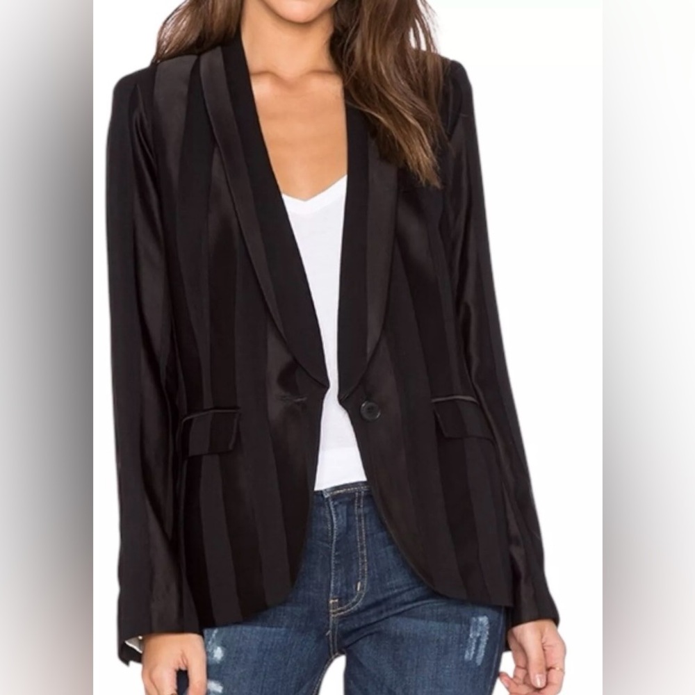 Smythe Louche Black Shadow Stripe Blazer Single Button Size 8